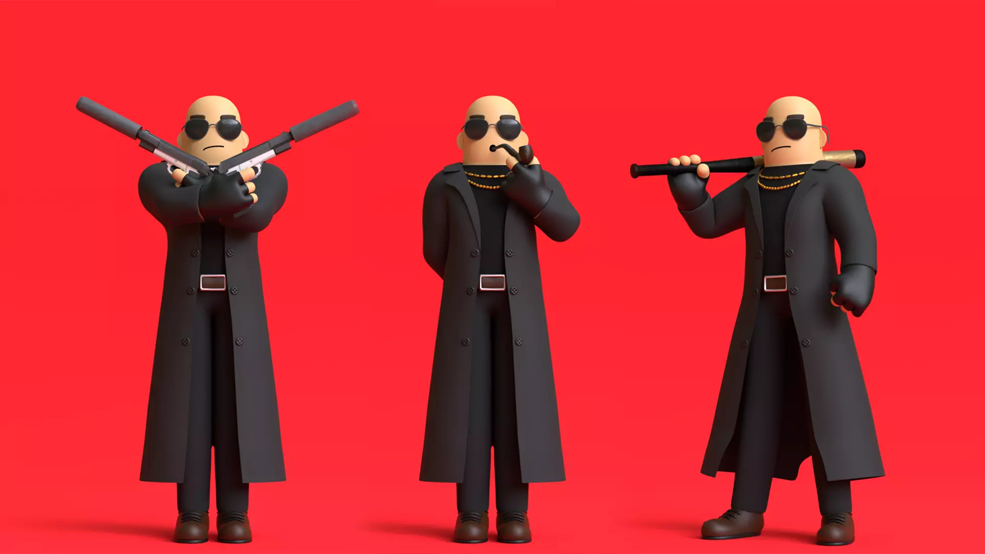 Minimal Gangster 3D Cartoon Character 3D model_0