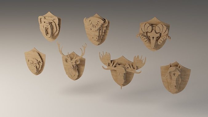 Wooden animals set 3D print model