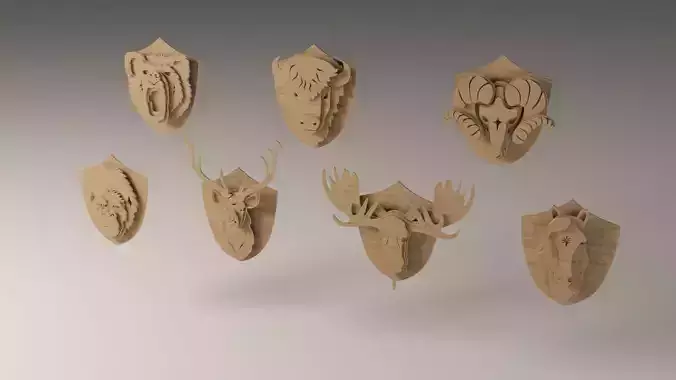 Wooden animals set 3D print model
