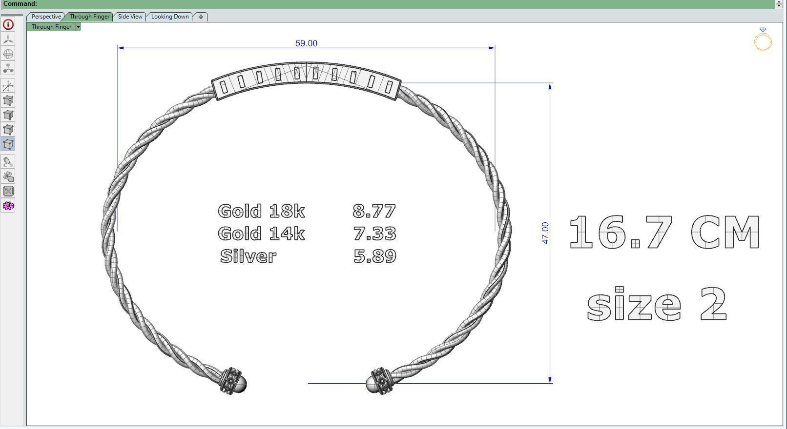 Diamond bracelet princess 3D print model_7