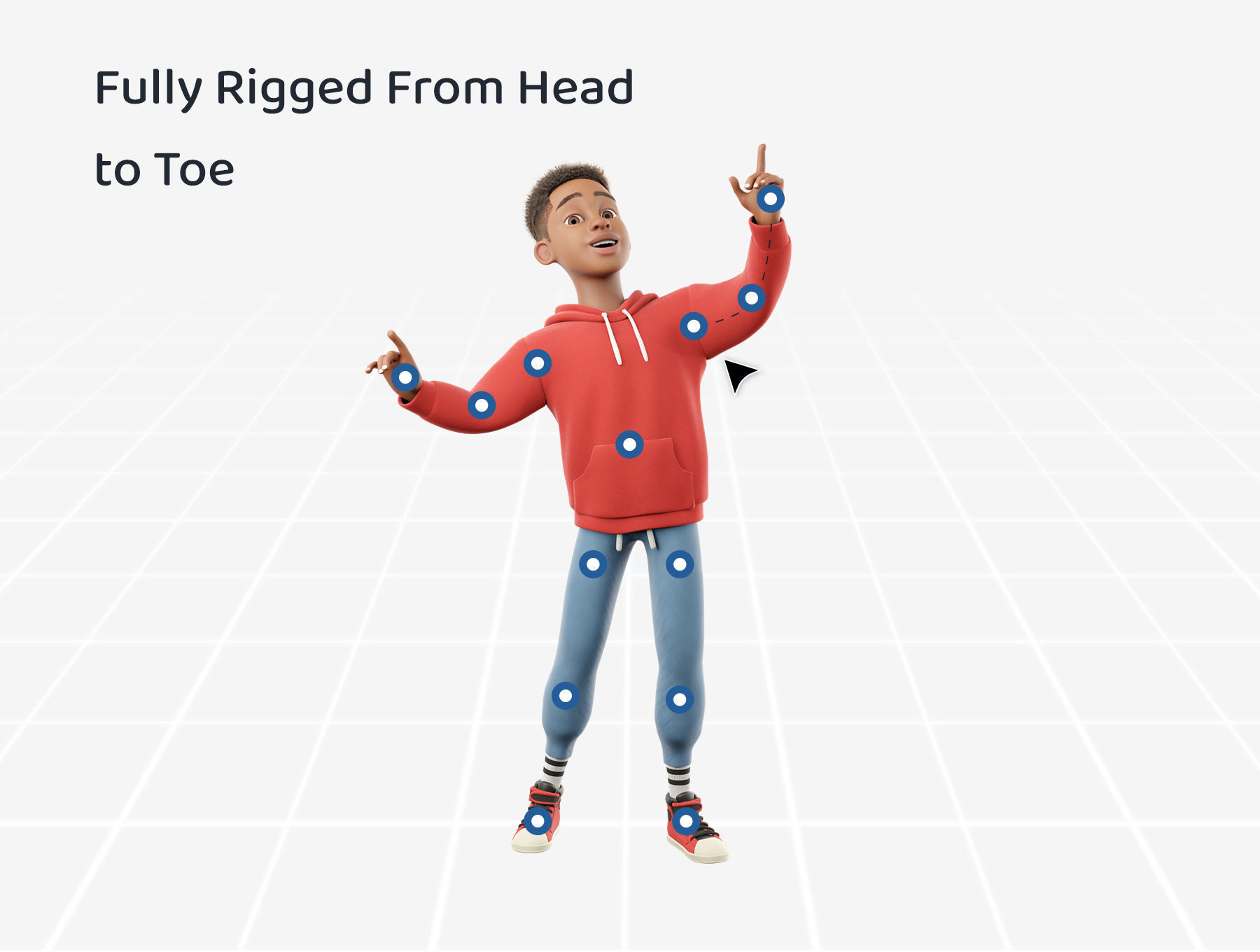 Cartoon Black Man Teen Rigged 3D model_25