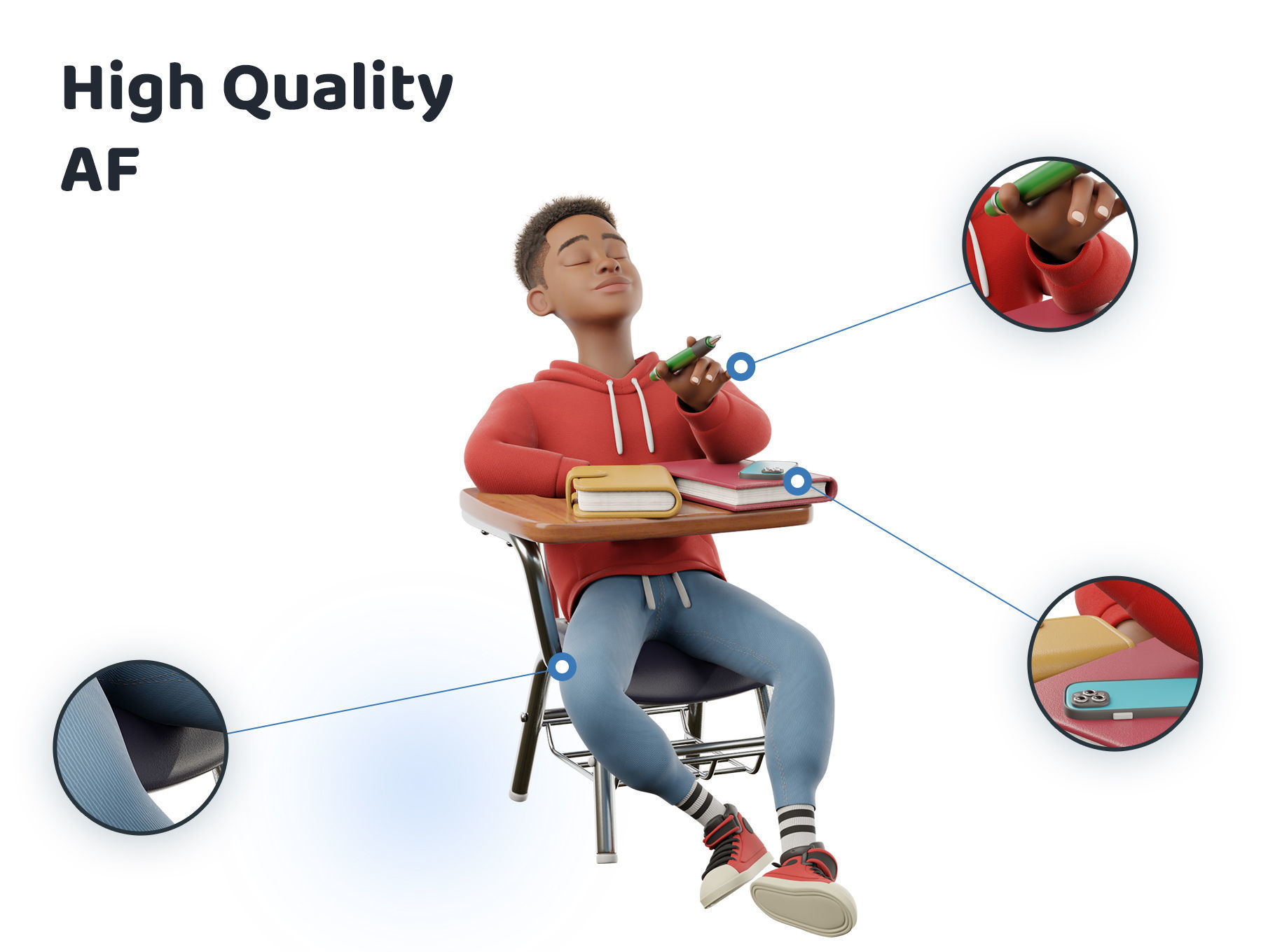 Cartoon Black Man Teen Rigged 3D model_8