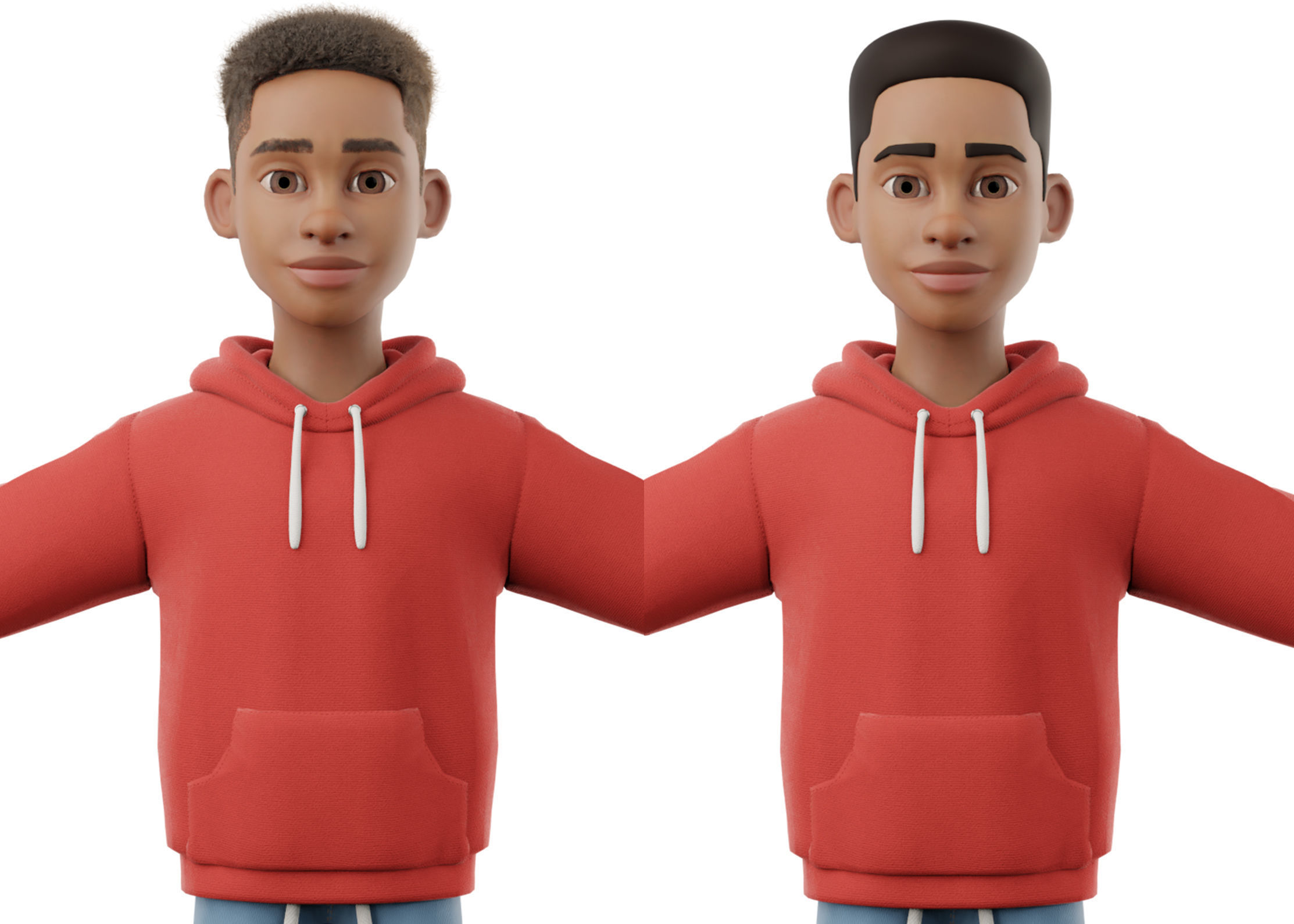 Cartoon Black Man Teen Rigged 3D model_14