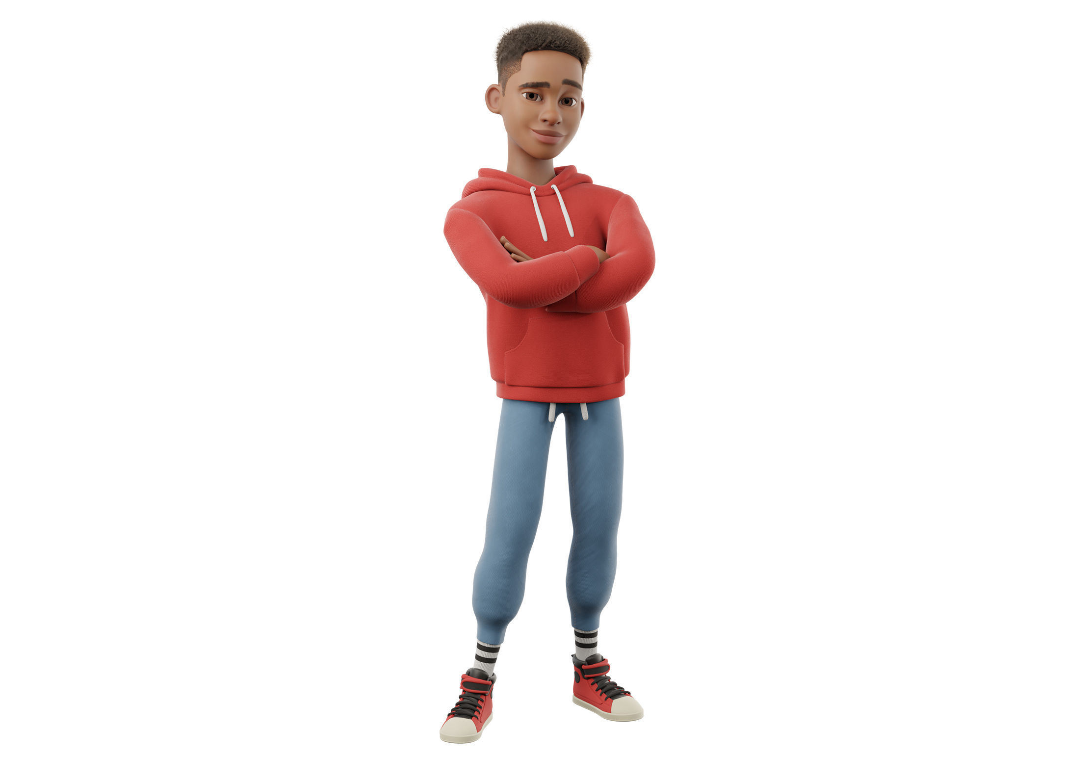 Cartoon Black Man Teen Rigged 3D model_4