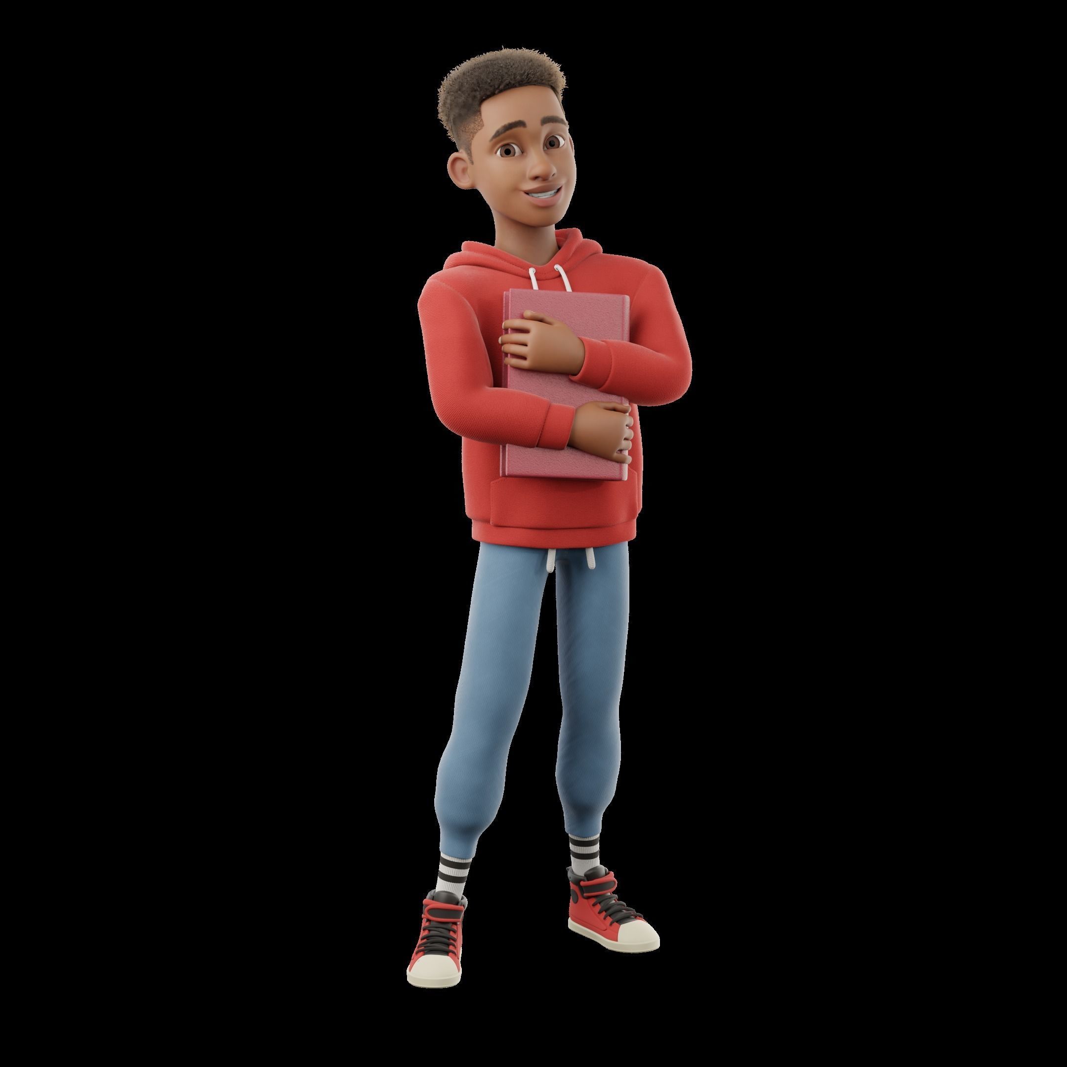 Cartoon Black Man Teen Rigged 3D model_27