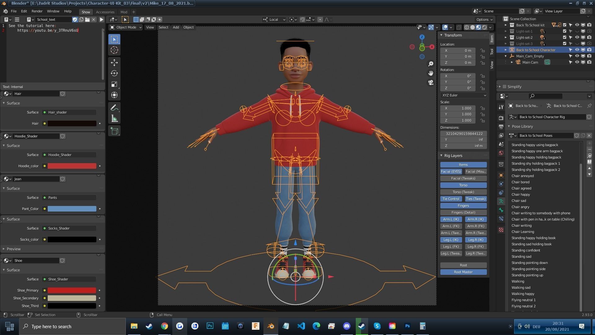 Cartoon Black Man Teen Rigged 3D model_31