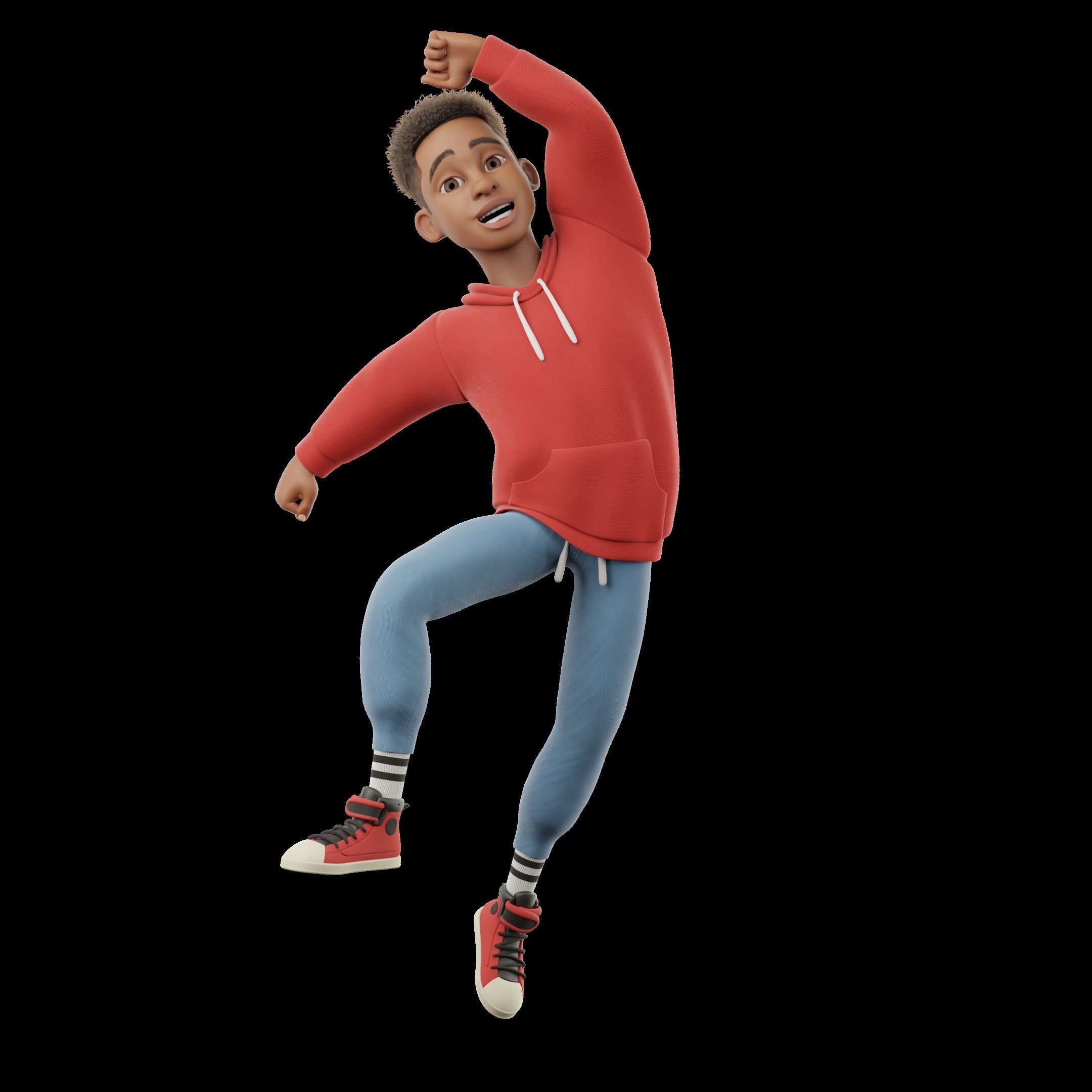 Cartoon Black Man Teen Rigged 3D model_28
