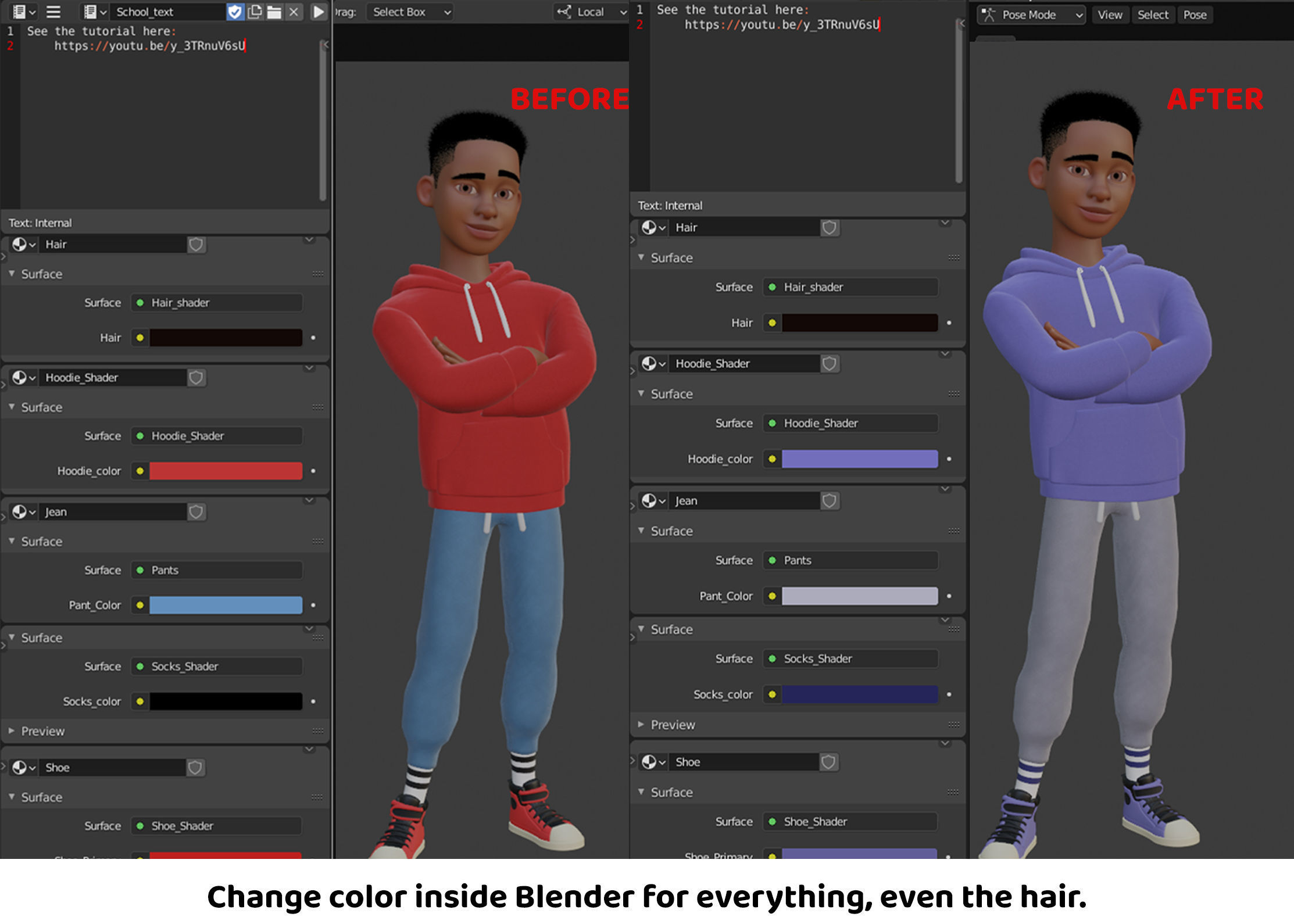 Cartoon Black Man Teen Rigged 3D model_13