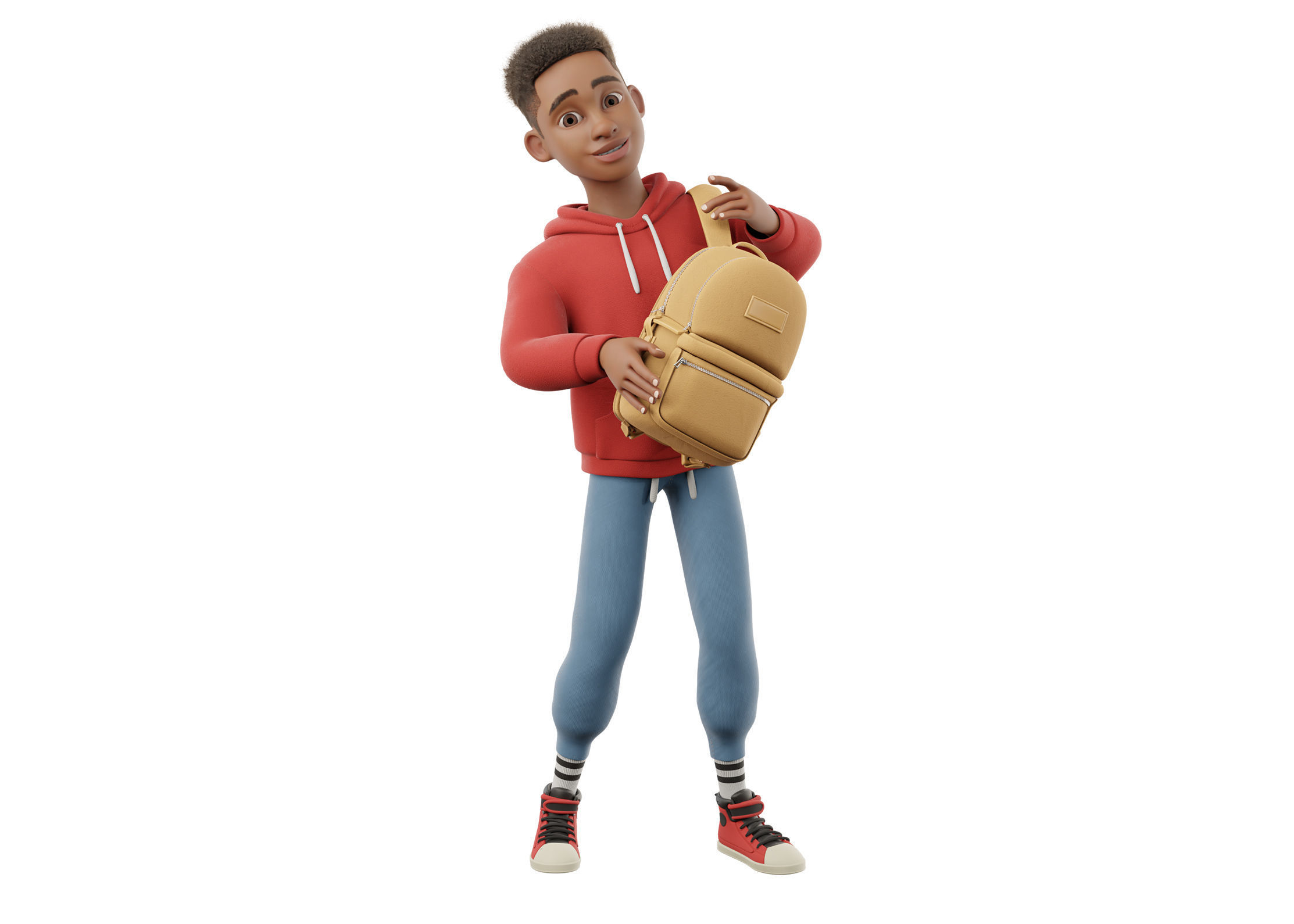 Cartoon Black Man Teen Rigged 3D model_9