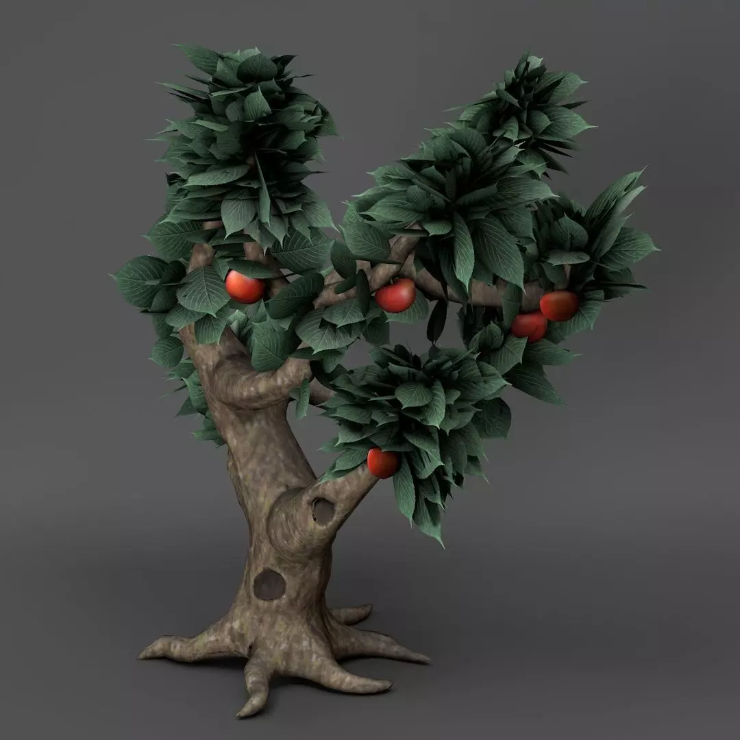 Old Apple Tree Low-poly 3D model_0