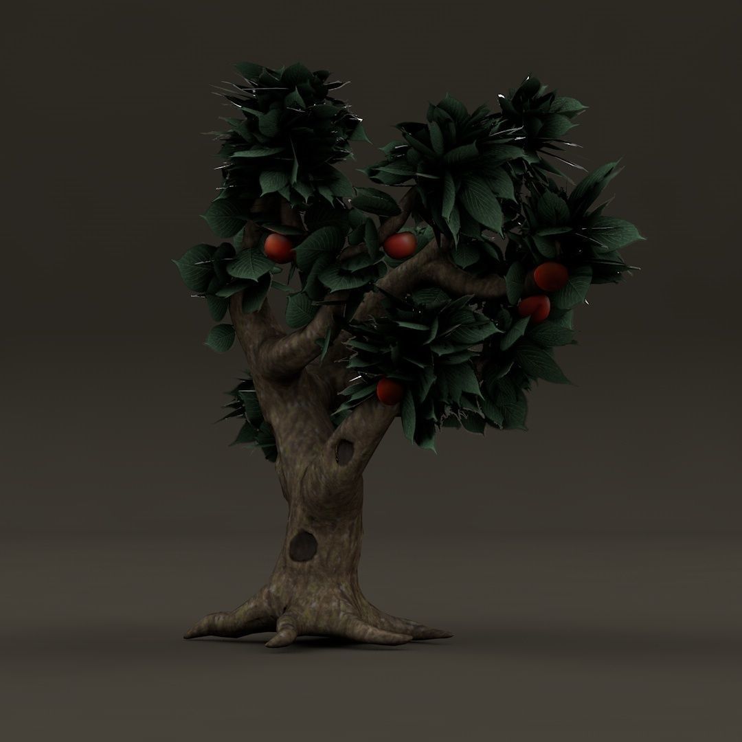 Old Apple Tree Low-poly 3D model_1