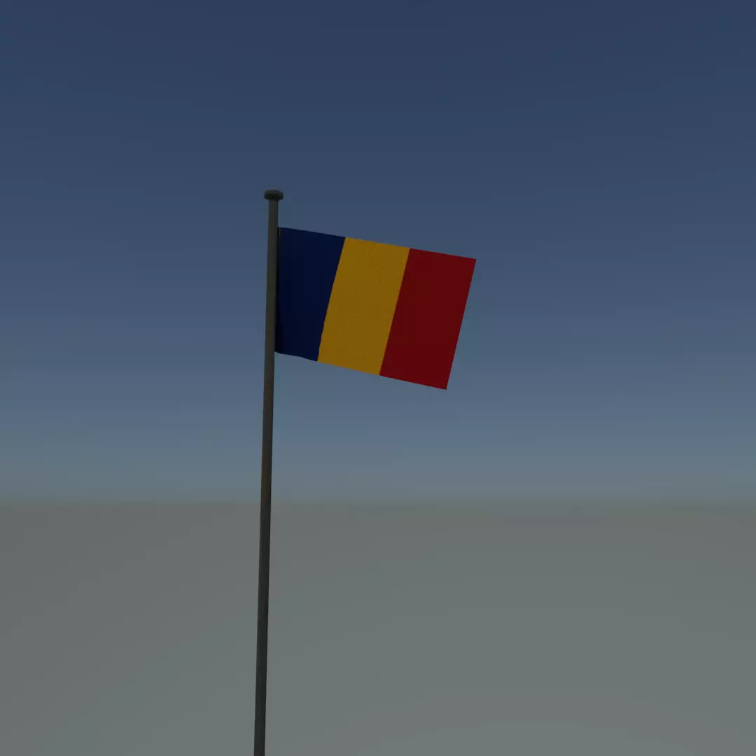 Romania flag Low-poly 3D model