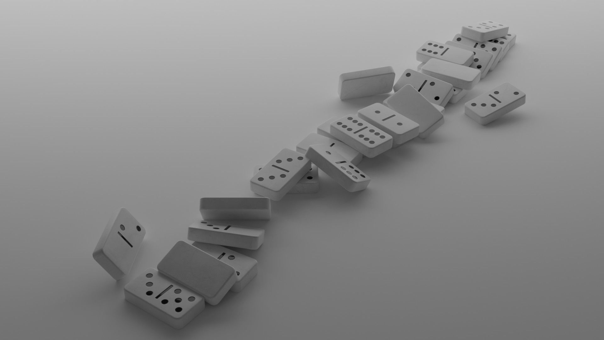 White dominoes set Low-poly 3D model_5