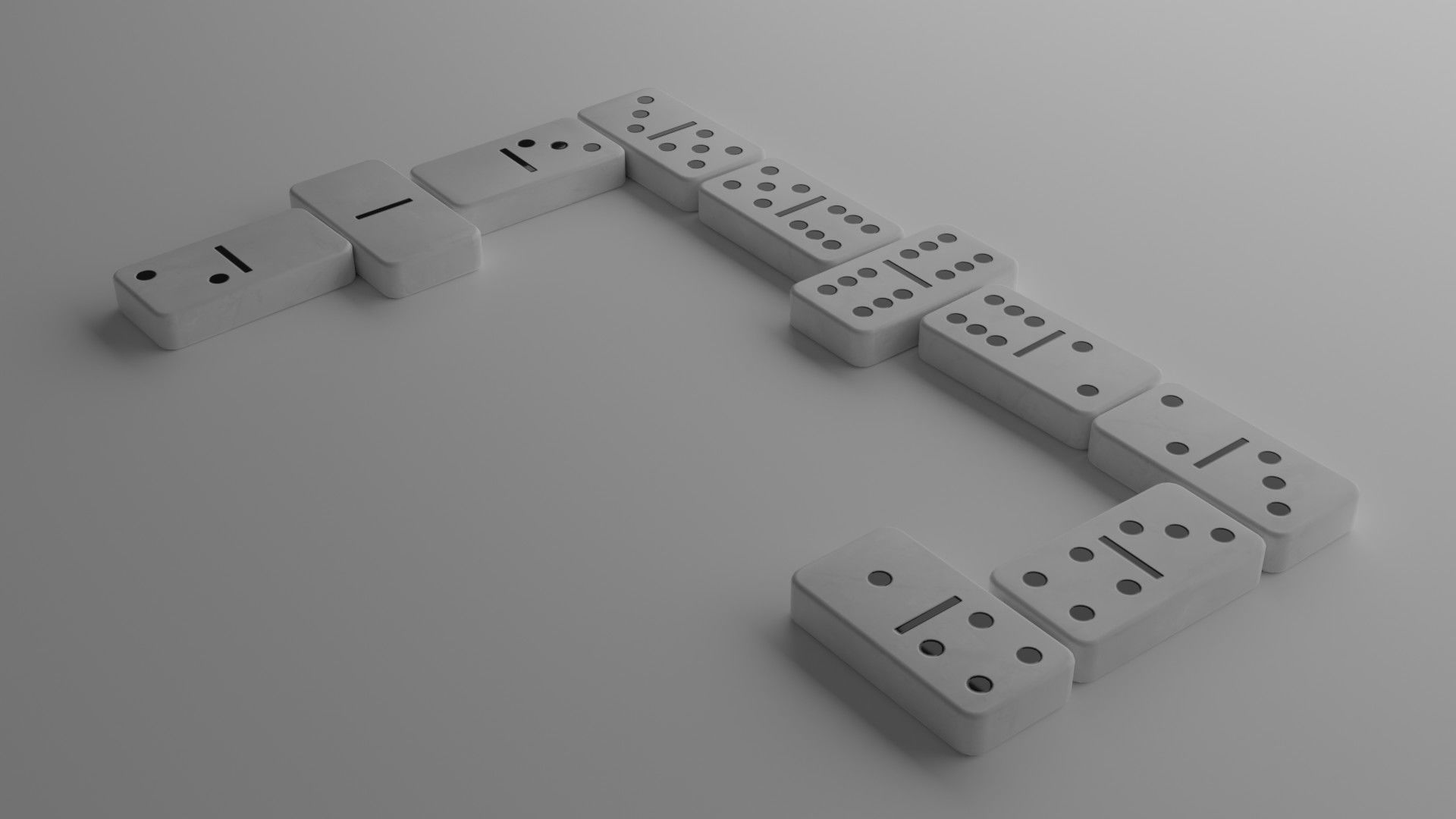 White dominoes set Low-poly 3D model_6