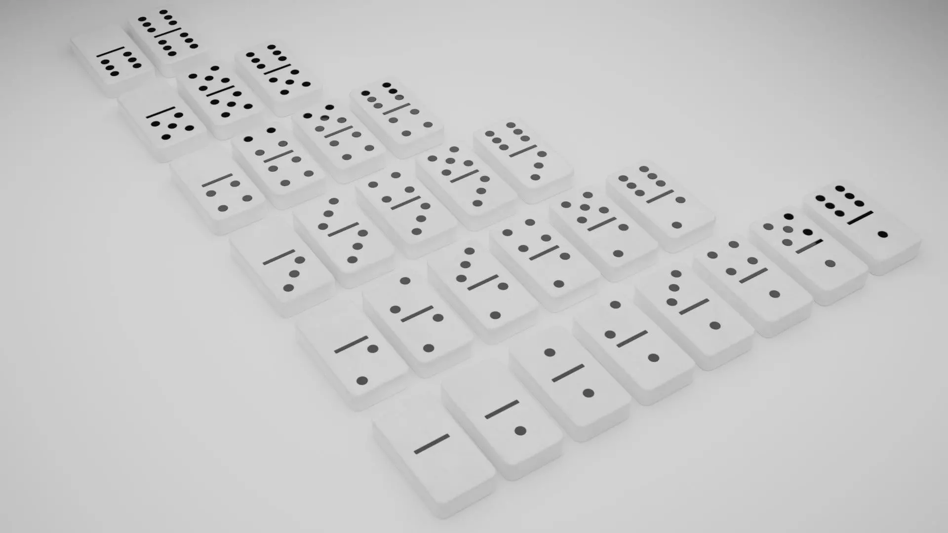 White dominoes set Low-poly 3D model_0