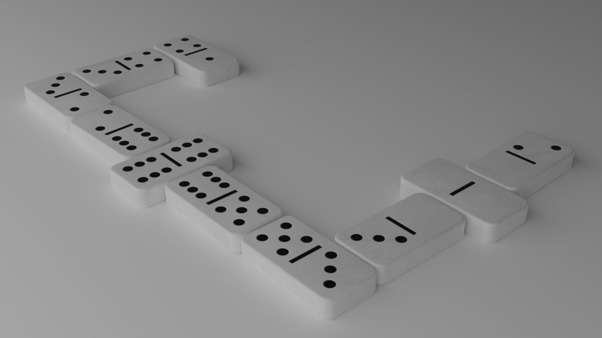 White dominoes set Low-poly 3D model_7