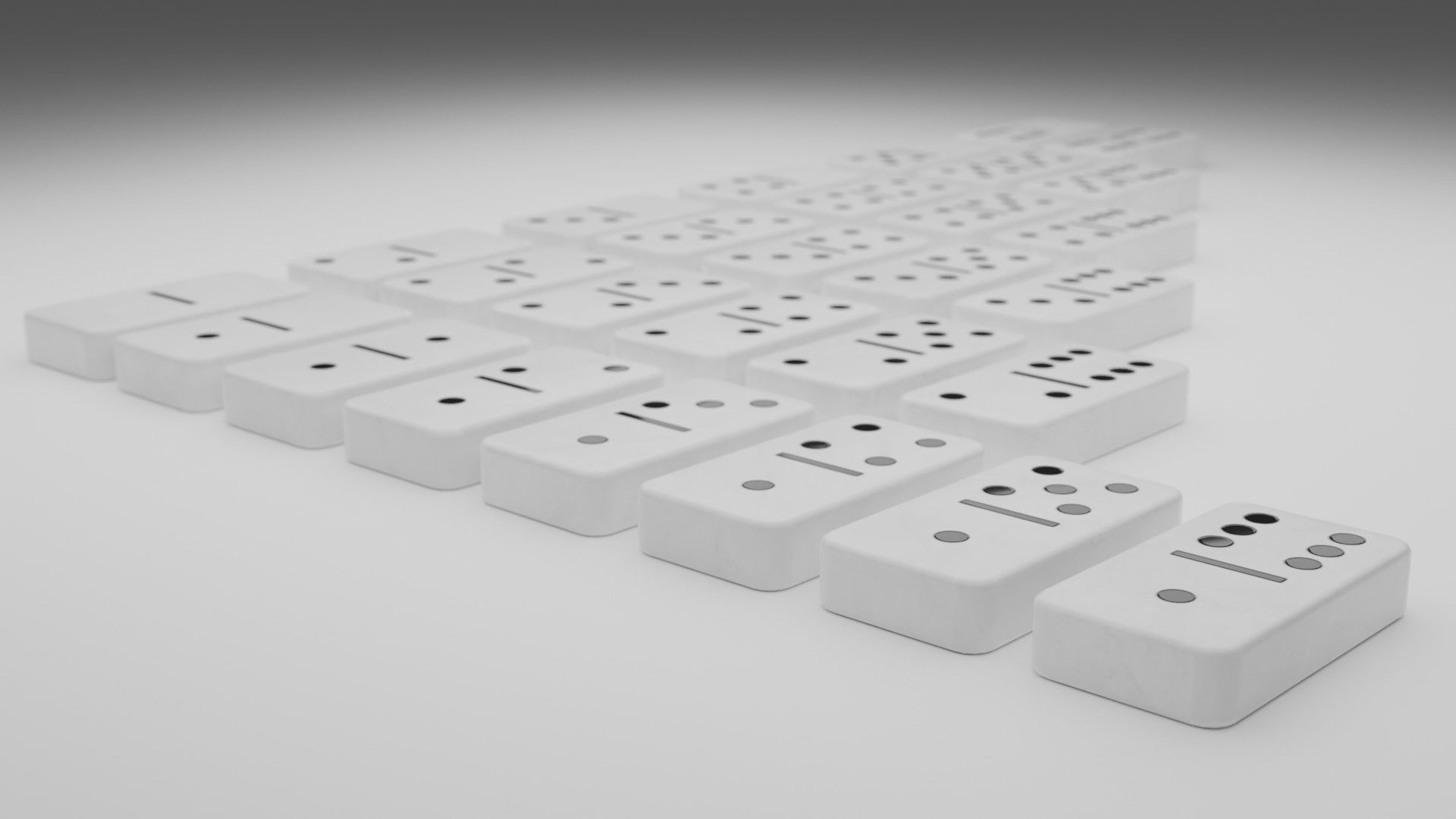 White dominoes set Low-poly 3D model_1