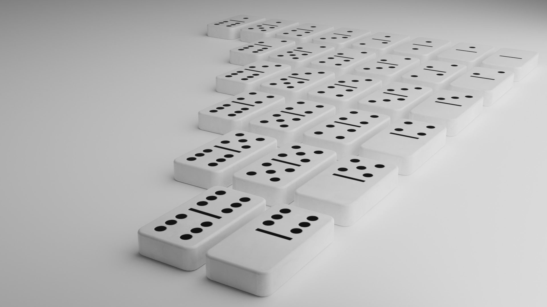 White dominoes set Low-poly 3D model_2