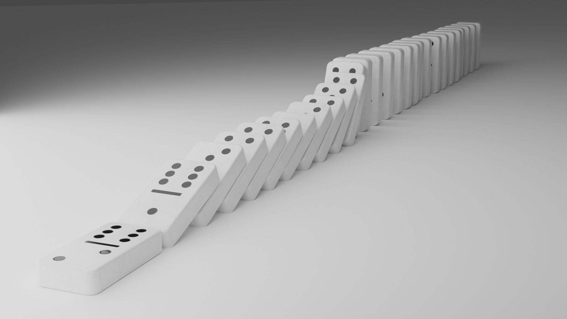 White dominoes set Low-poly 3D model_4