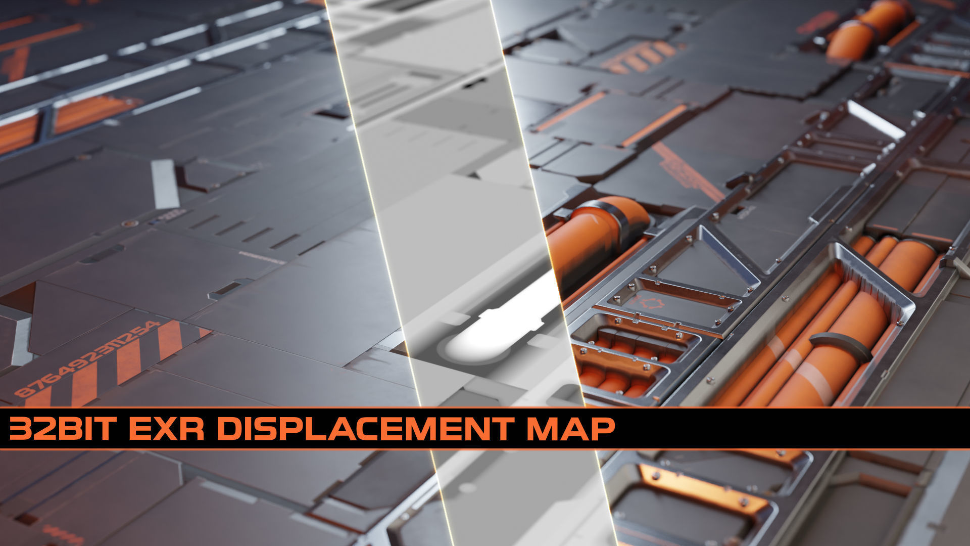 Sci fi Trim sheet texture 3 Variations Low-poly 3D model_1