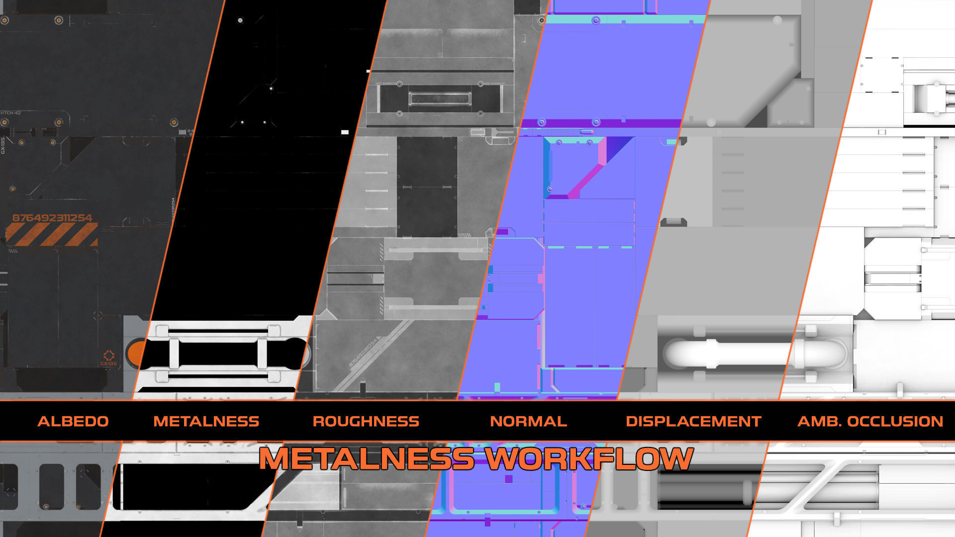 Sci fi Trim sheet texture 3 Variations Low-poly 3D model_2