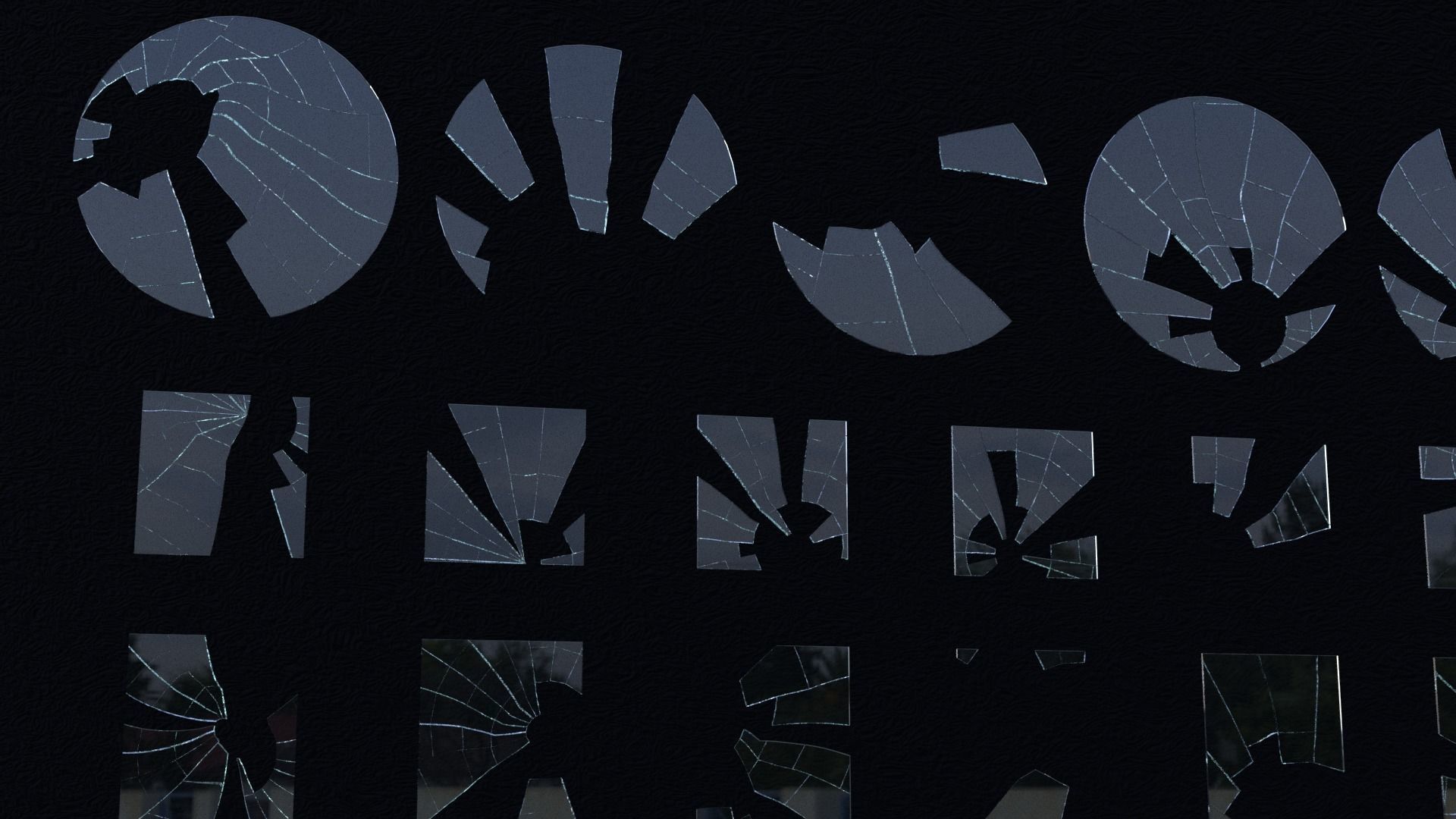 Broken Glass Asset Pack 3D model_10