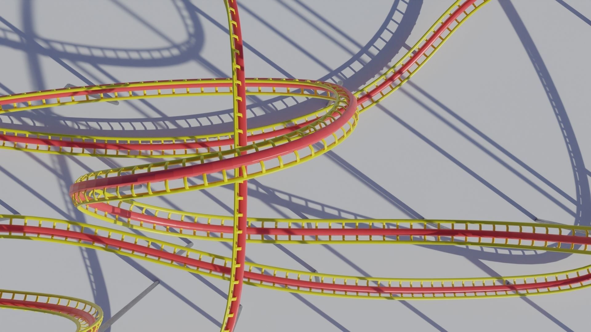 Rollercoaster train track in shape of cowboy hat Low-poly 3D model_12