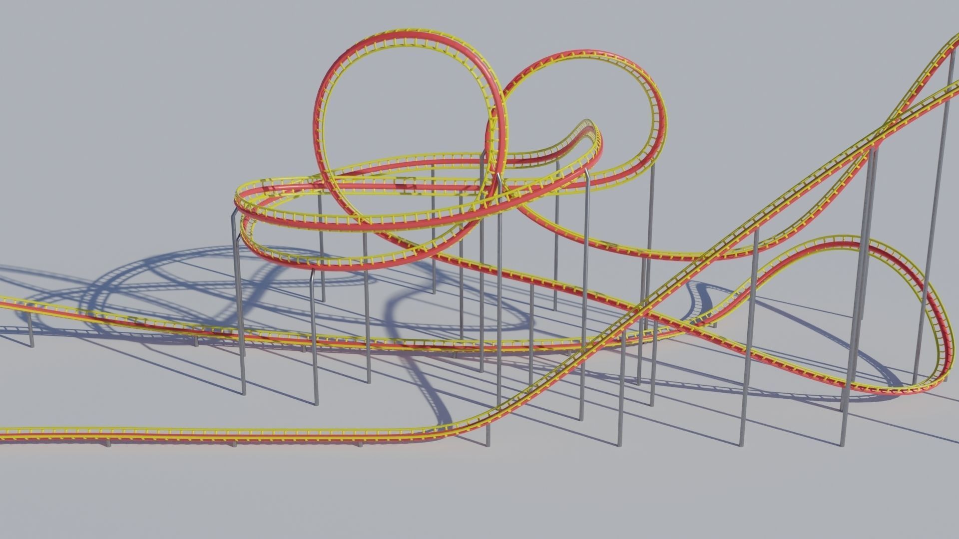 Rollercoaster train track in shape of cowboy hat Low-poly 3D model_21