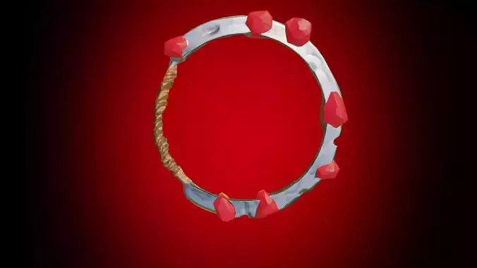 Stylized throwing disc with fire crystals PBR low-poly