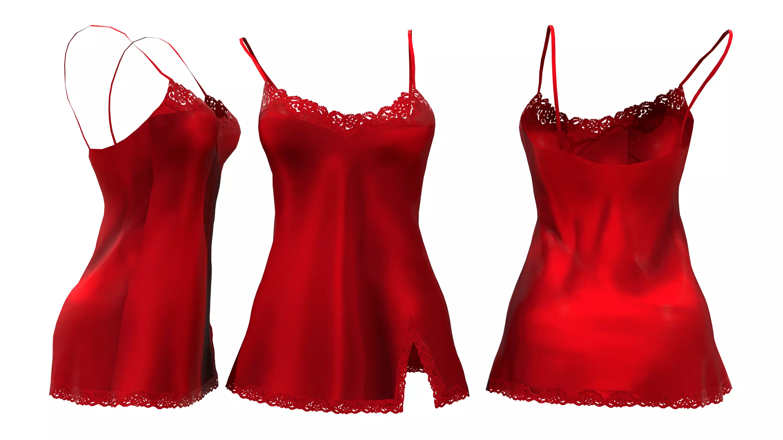 Off Shoulder Camisole Lingerie With Lace Trim Low-poly 3D model