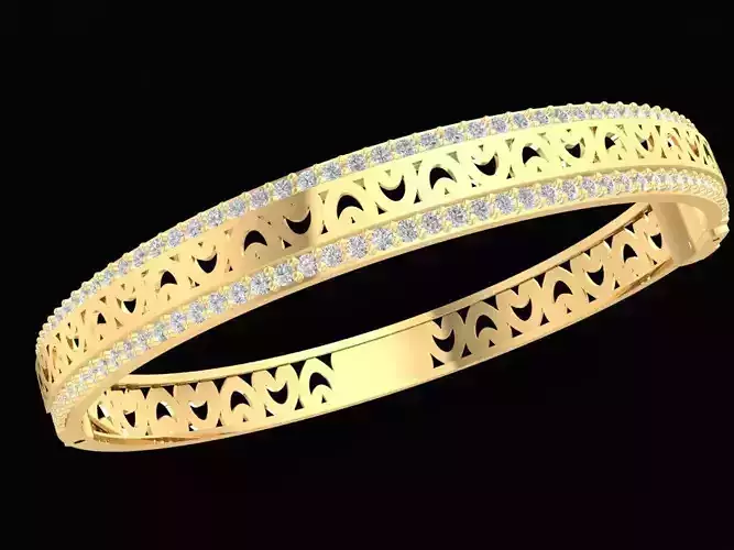 Elegant Heart Pattern Diamond Bangle 2191