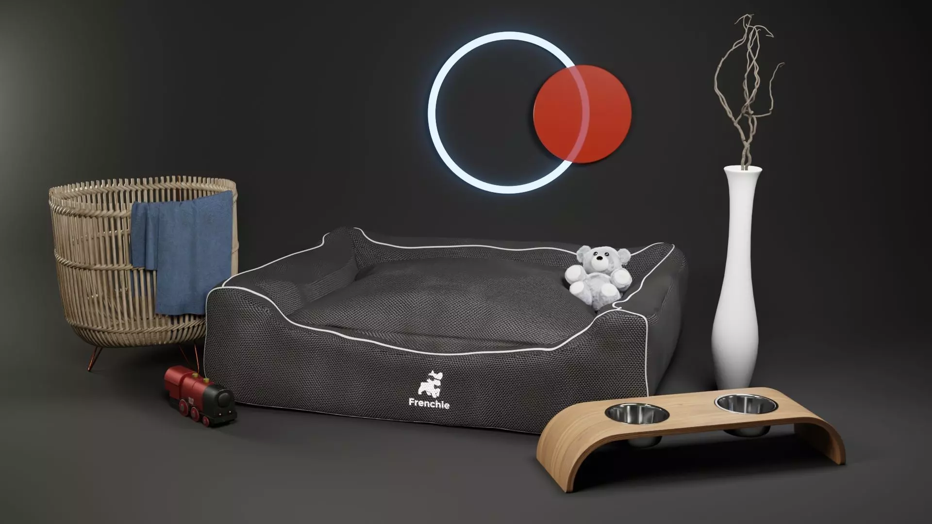 Dog Bed - Pet Bed - Ready Scene 3D model_0