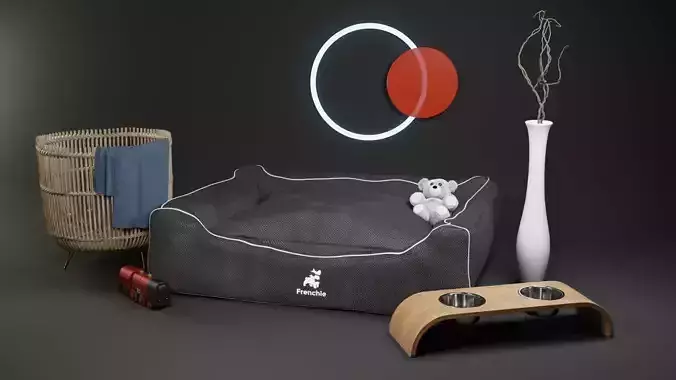 Dog Bed - Pet Bed - Ready Scene 3D model