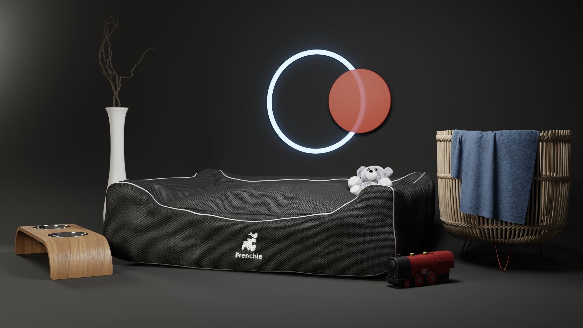 Dog Bed - Pet Bed - Ready Scene 3D model_2