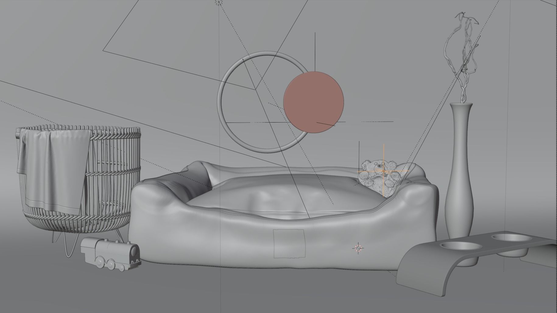 Dog Bed - Pet Bed - Ready Scene 3D model_3