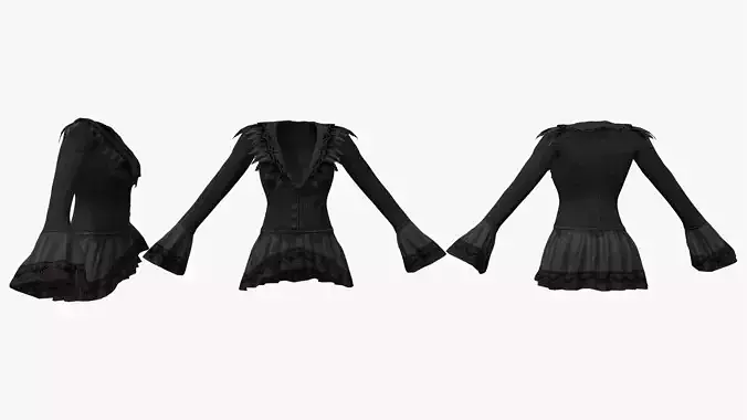 Feather Shoulders and Neckline Raven Peplum Top