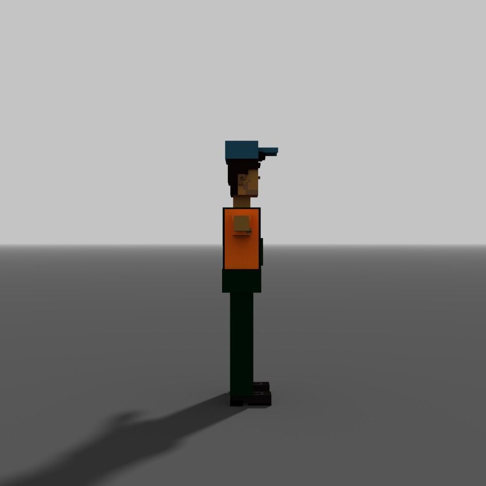 Voxel Gardener Low-poly 3D model_6