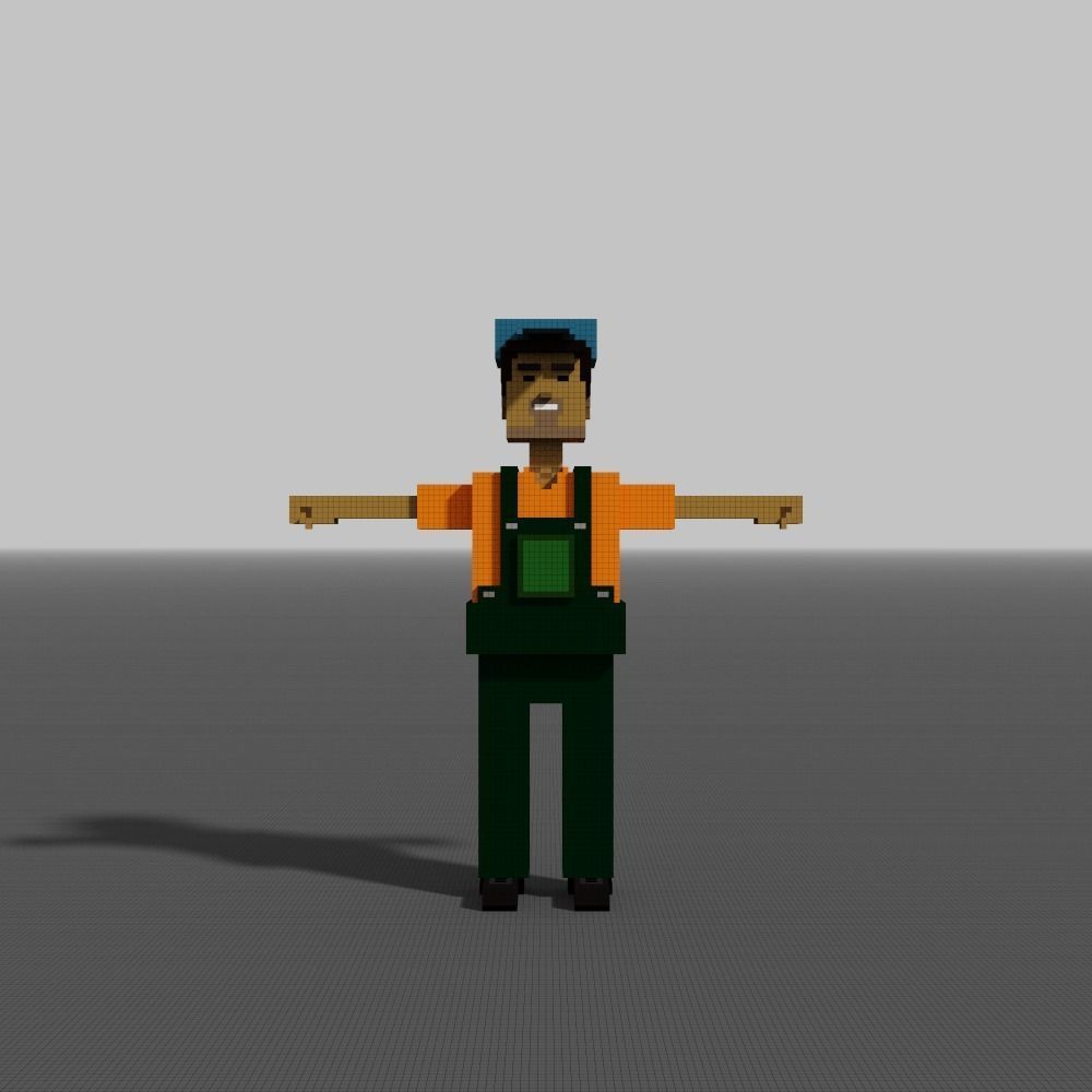 Voxel Gardener Low-poly 3D model_8