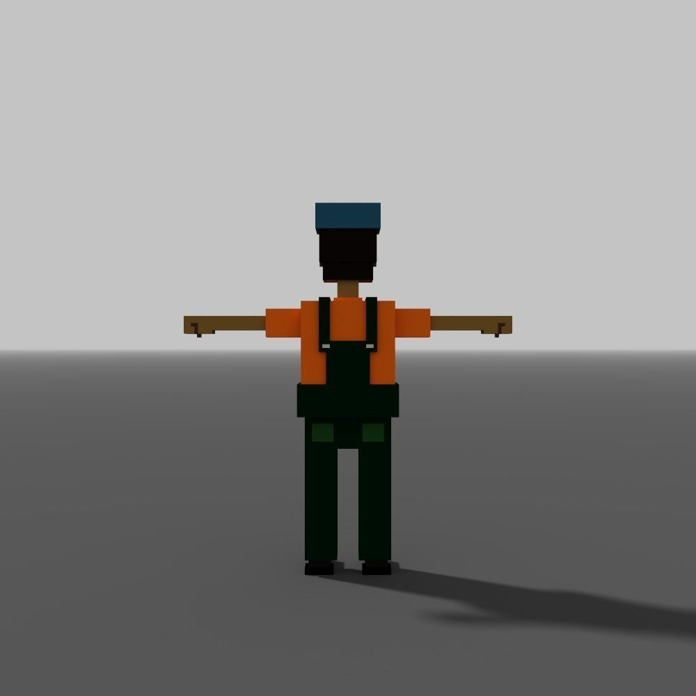 Voxel Gardener Low-poly 3D model_4