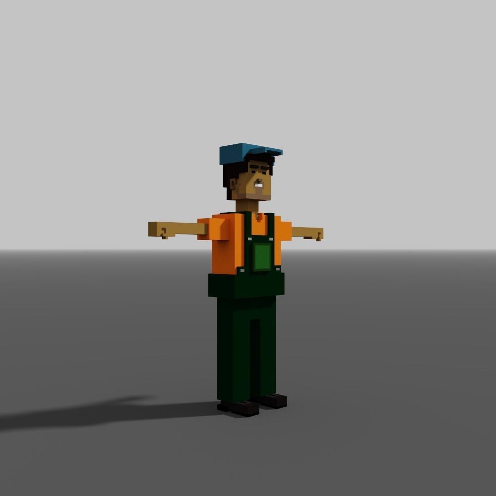 Voxel Gardener Low-poly 3D model_7