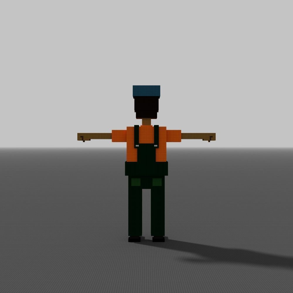 Voxel Gardener Low-poly 3D model_10