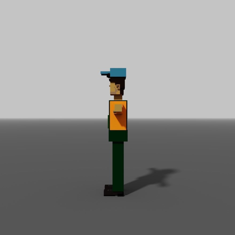 Voxel Gardener Low-poly 3D model_2