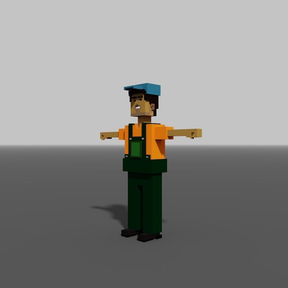 Voxel Gardener Low-poly 3D model_1