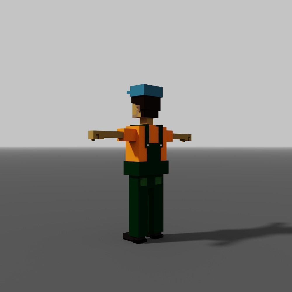 Voxel Gardener Low-poly 3D model_3