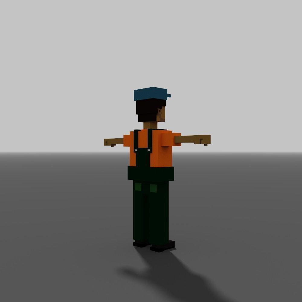 Voxel Gardener Low-poly 3D model_5