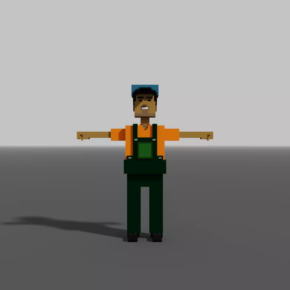 Voxel Gardener Low-poly 3D model_0