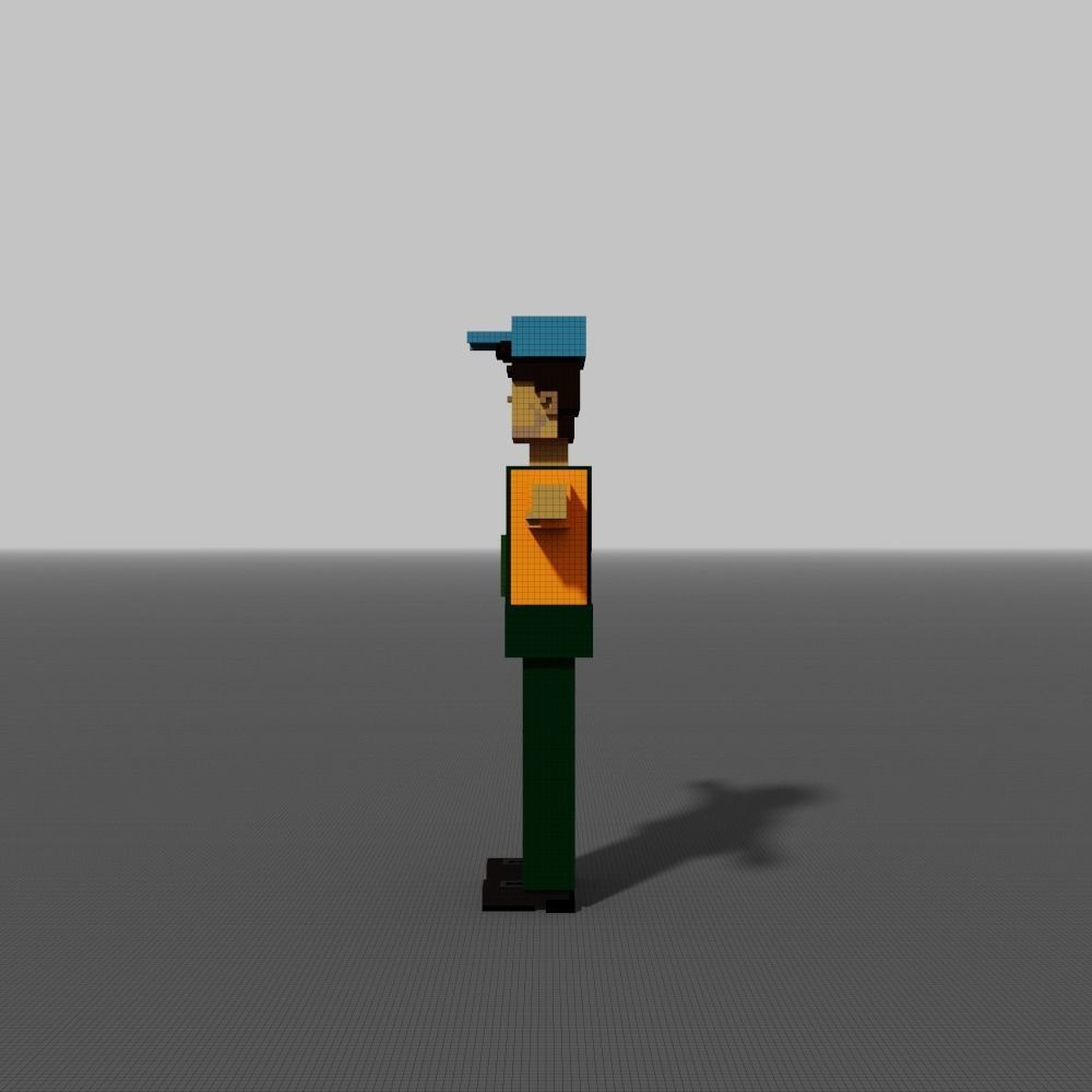 Voxel Gardener Low-poly 3D model_9