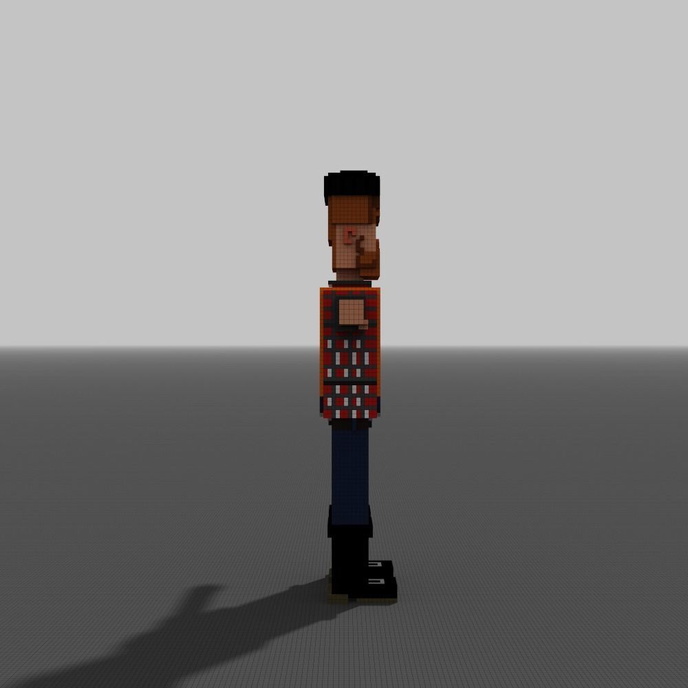 Voxel Woodcutter Low-poly 3D model_11