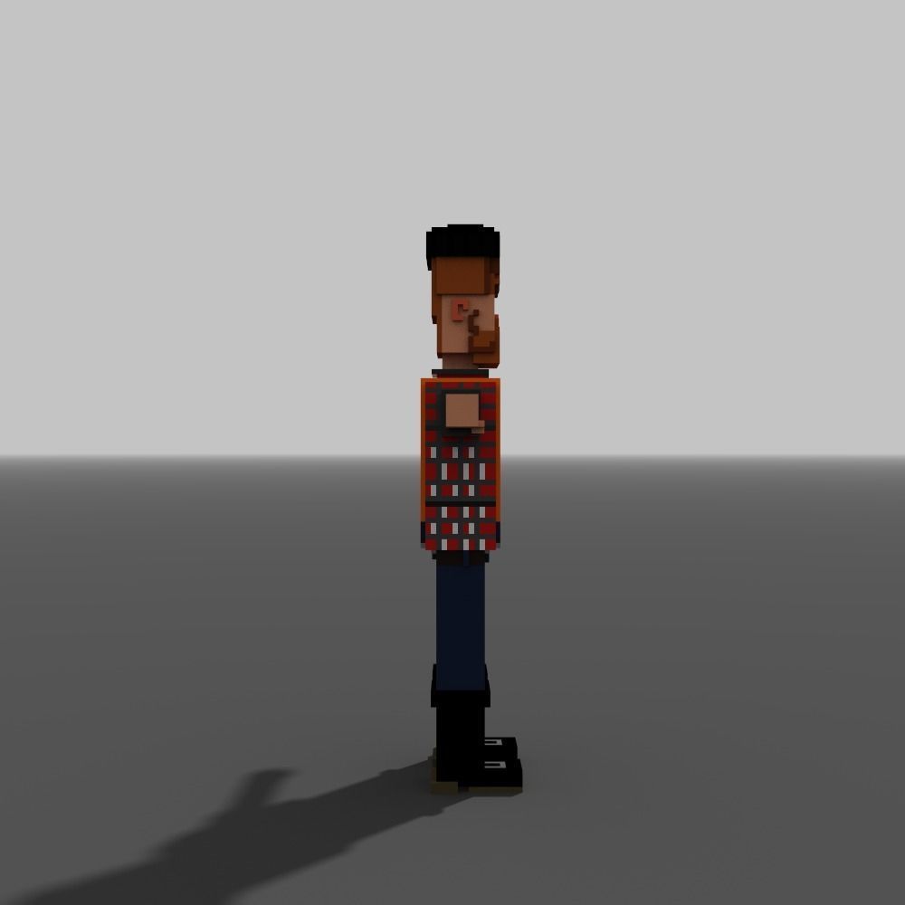 Voxel Woodcutter Low-poly 3D model_6