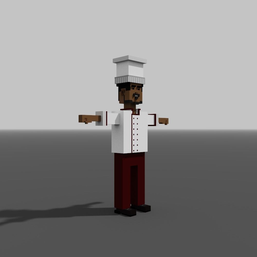 Voxel Cooker Low-poly 3D model_7